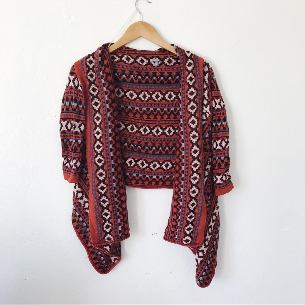 Aztec Print Open Cardigan